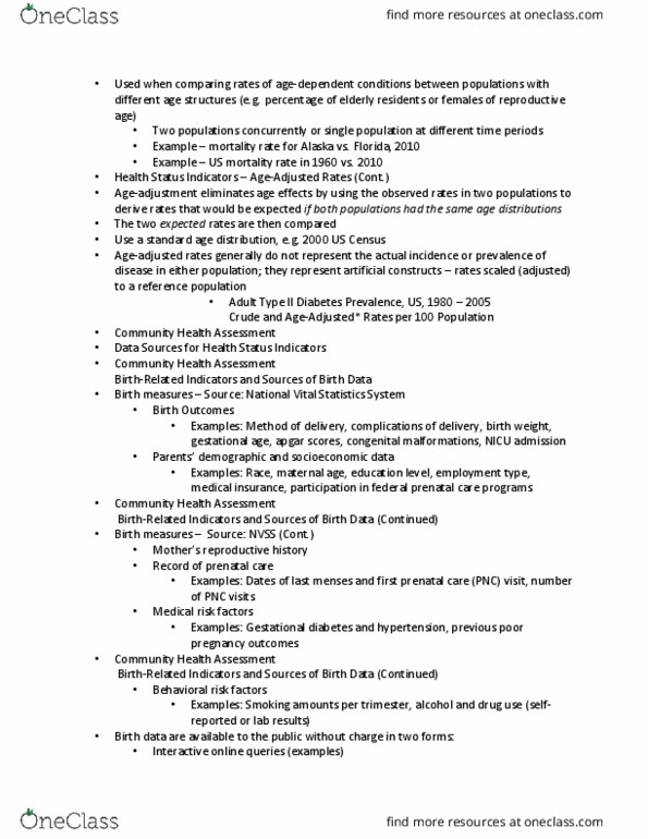 PH 10001 Lecture Notes - Lecture 6: National Vital Statistics System, 2000 United States Census, Diabetes Mellitus Type 2 thumbnail