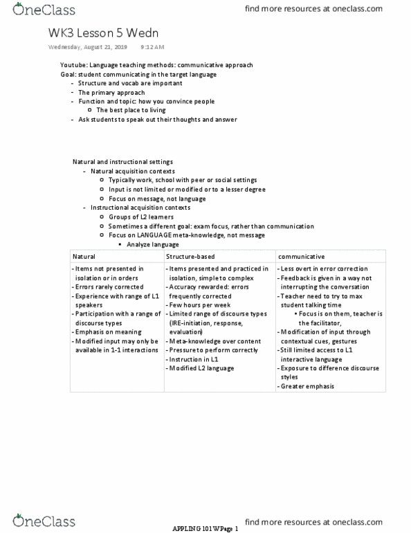 APPLING 101W Lecture Notes - Lecture 7: Connecticut Public Television, Metaknowledge, Language Education thumbnail