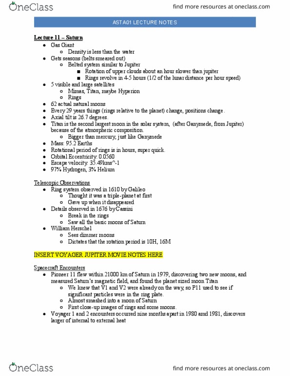 ASTA01H3 Lecture Notes - Lecture 11: Axial Tilt, Pioneer 11, Escape Velocity thumbnail