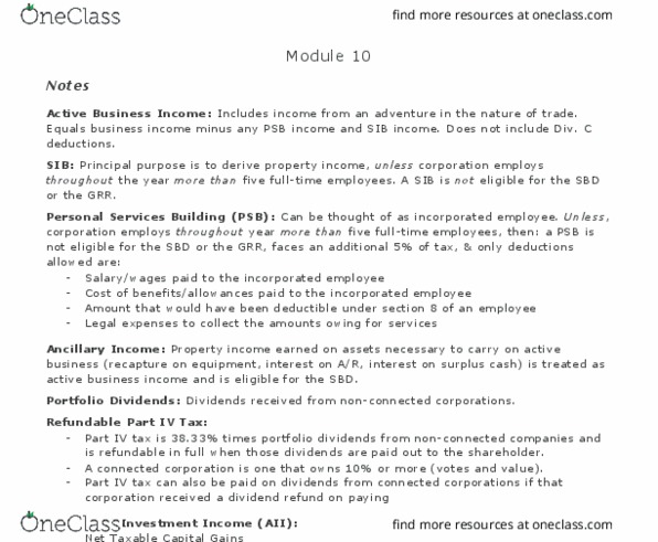 AFM363 Lecture Notes - Lecture 10: Property Income, Personal Services thumbnail