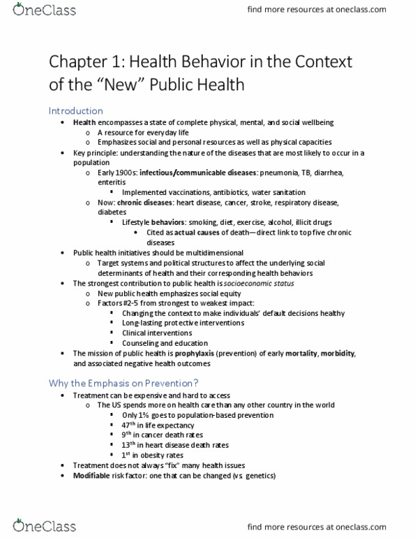 HLT 3301 Chapter Notes - Chapter 1: Public Health, Health Equity, The Strongest thumbnail