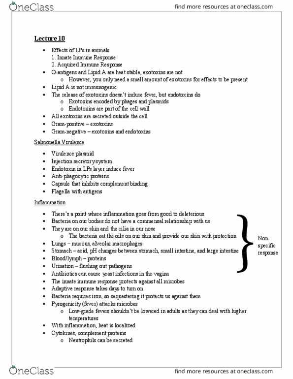 BIOC17H3 Lecture Notes - Lecture 10: Innate Immune System, Lipopolysaccharide, Lipid A thumbnail