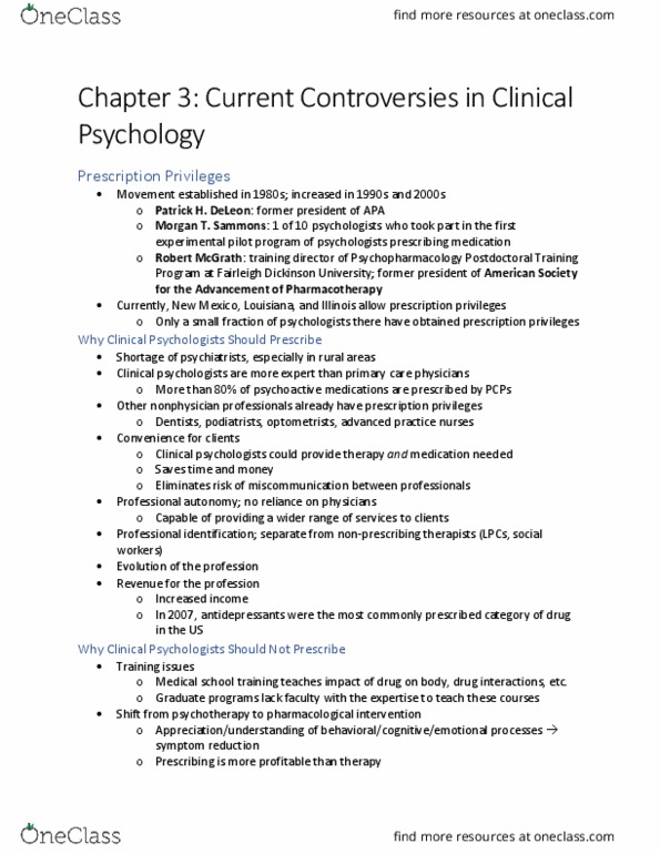 PSYC 3339 Chapter Notes - Chapter 3: Therapeutic Relationship, Cognitive Therapy, Dsm-5 thumbnail