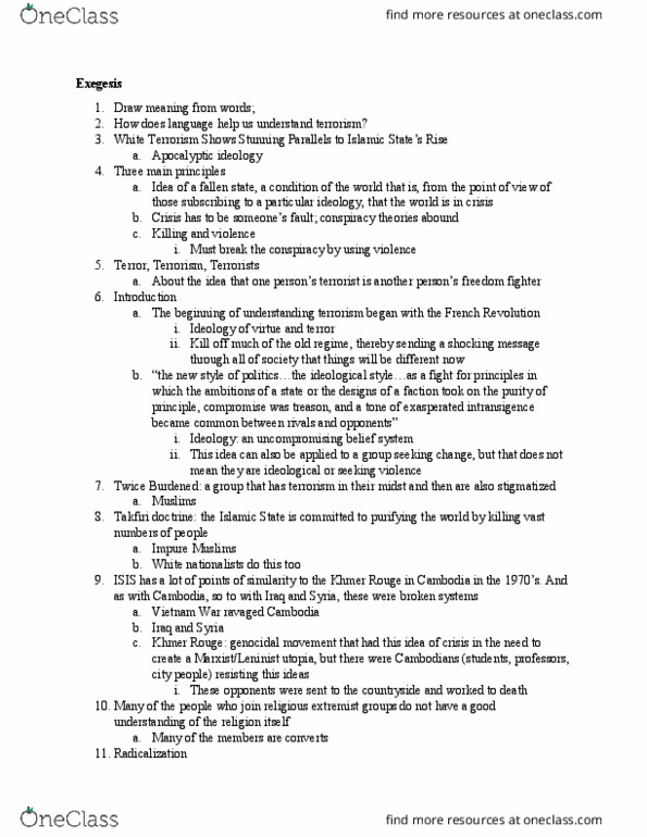 POL 392 Lecture Notes - Lecture 1: Takfiri, Utopia, Radicalization thumbnail
