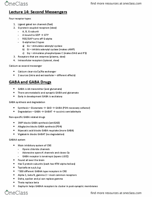 PCL475Y1 Lecture Notes - Lecture 14: Adenylyl Cyclase, Succinic Semialdehyde, Gaba Receptor thumbnail