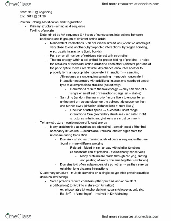 BIO 320 Lecture Notes - Lecture 2: Van Der Waals Force, Thermal Energy, Hydrogen Bond thumbnail