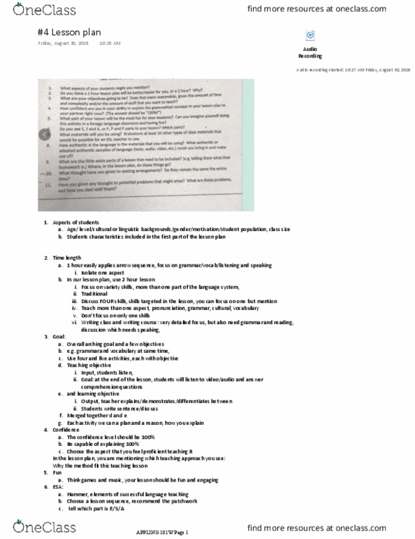 APPLING 101W Lecture Notes - Lecture 10: Lesson Plan, Office Open Xml thumbnail