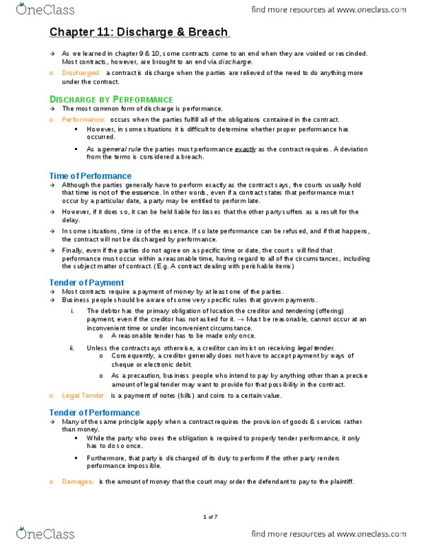 LAW 122 Chapter Notes - Chapter 11: Novation, Condition Subsequent thumbnail