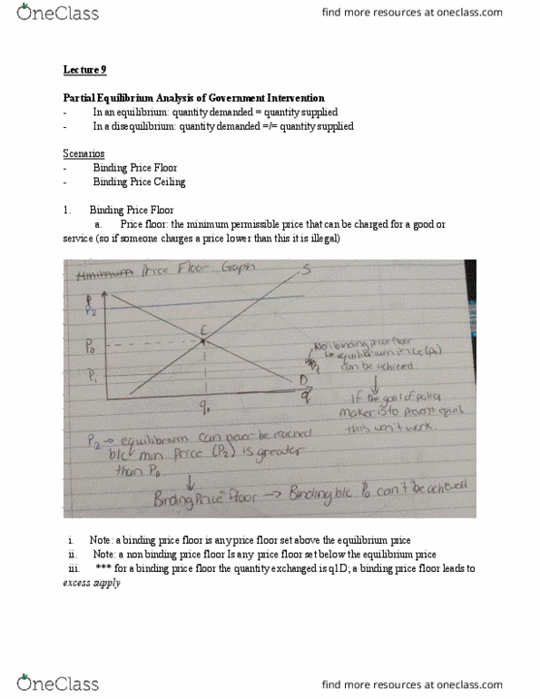 ECON 1100 Lecture Notes - Lecture 9: Price Floor, Price Ceiling, Economic Equilibrium thumbnail