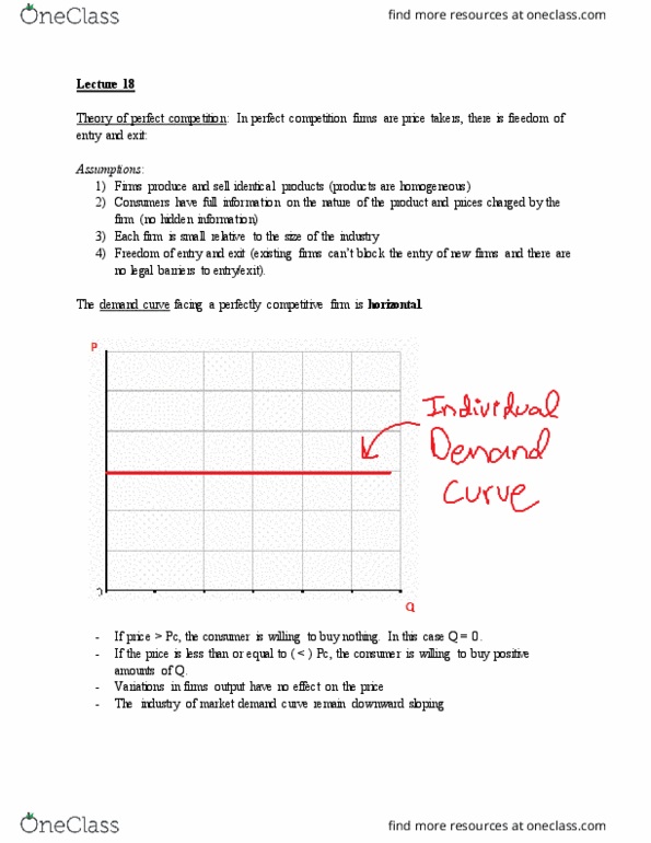 ECON 1100 Lecture Notes - Lecture 18: Perfect Competition, Demand Curve, Takers thumbnail