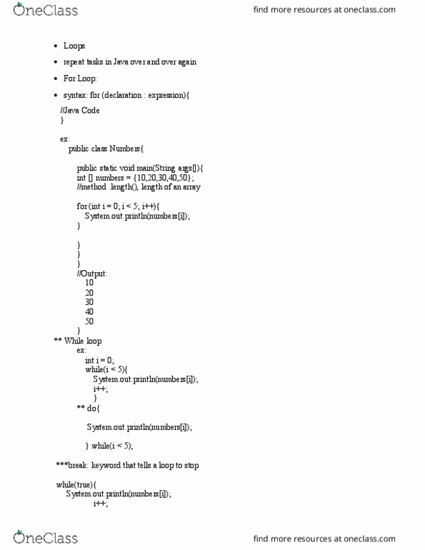 CS 1425 Lecture Notes - Lecture 1: While Loop, Mkdir, Access Method thumbnail