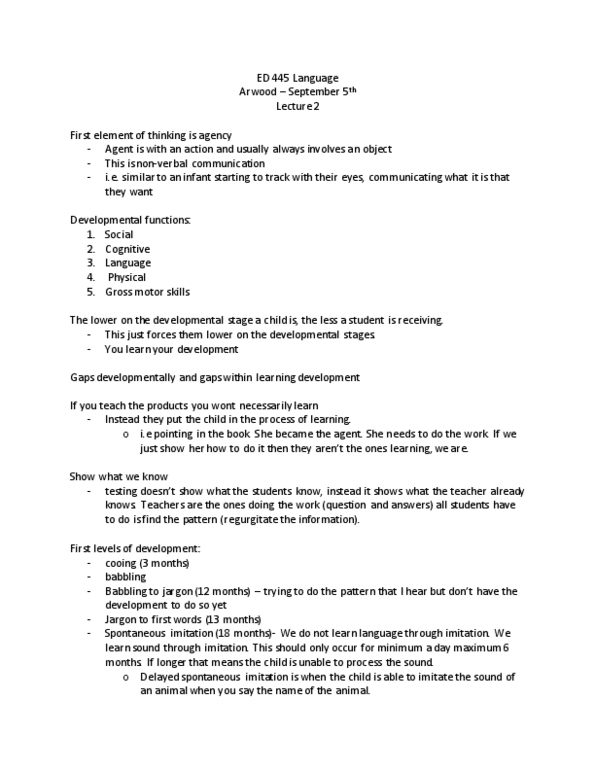 ED 445 Lecture Notes - Lecture 2: 18 Months, Jargon thumbnail