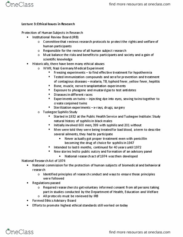 AH 4239 Lecture Notes - Lecture 3: Yellow Fever, Phosgene, Syphilis thumbnail