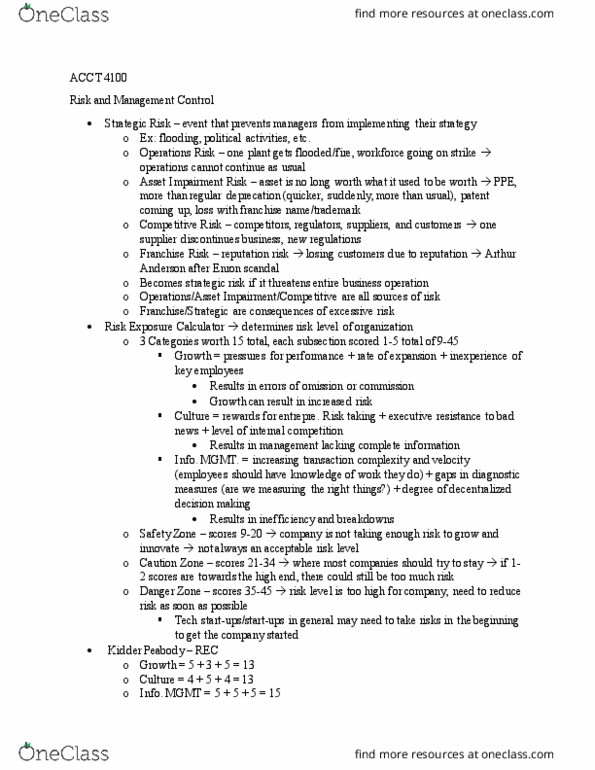 ACCT-4100 Lecture Notes - Lecture 2: Enron Scandal, Internal Control thumbnail