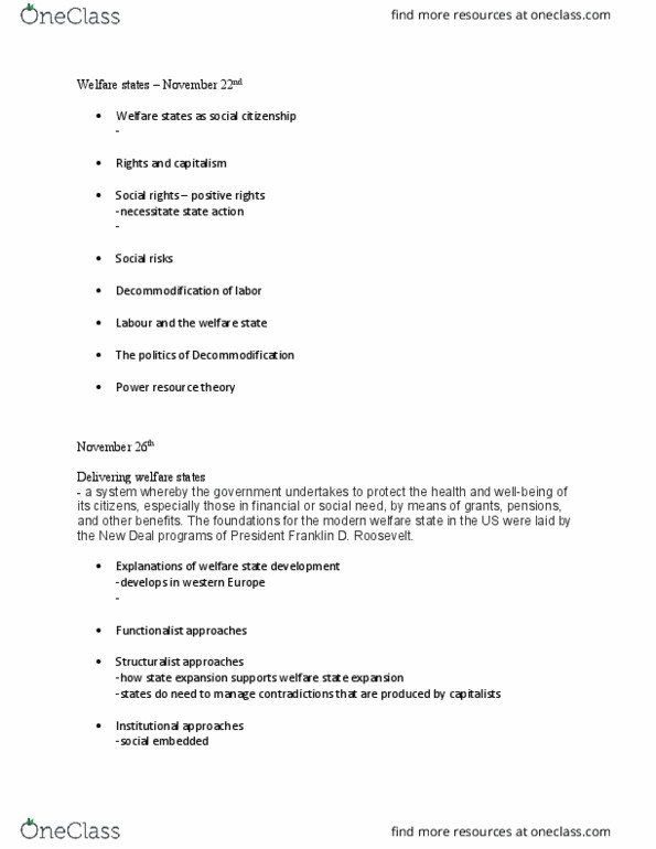 POL 2104 Lecture Notes - Lecture 8: Decommodification, Welfare Capitalism, Negative And Positive Rights thumbnail