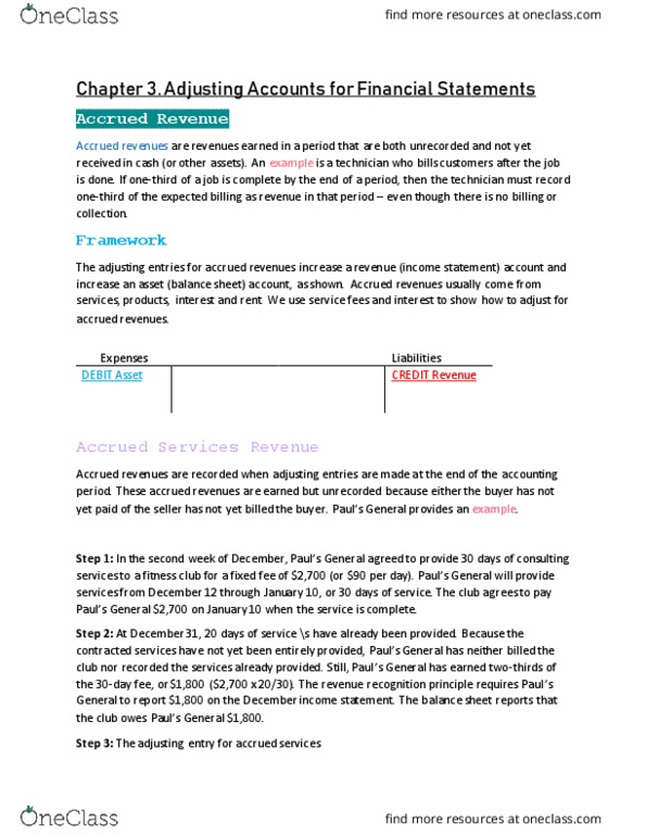 ACCOU-2140 Chapter Notes - Chapter 3: Accrual, Income Statement thumbnail