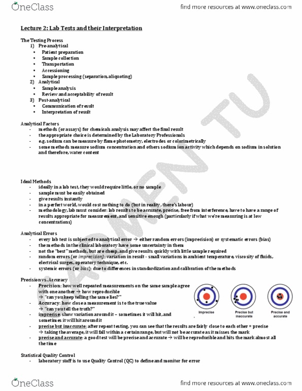 LMP299Y1 Lecture Notes - Urine Test Strip, Decision Points, Ethylenediaminetetraacetic Acid thumbnail