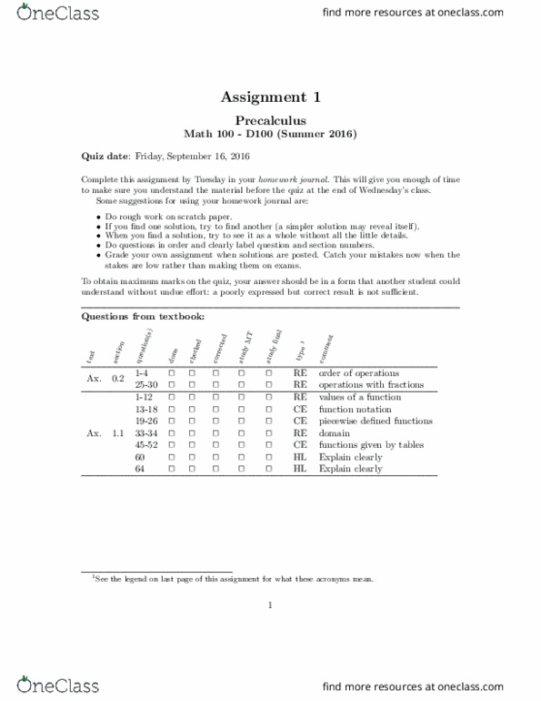 MATH 157 Study Guide - Summer 2018, Final - Precalculus, Solution ...