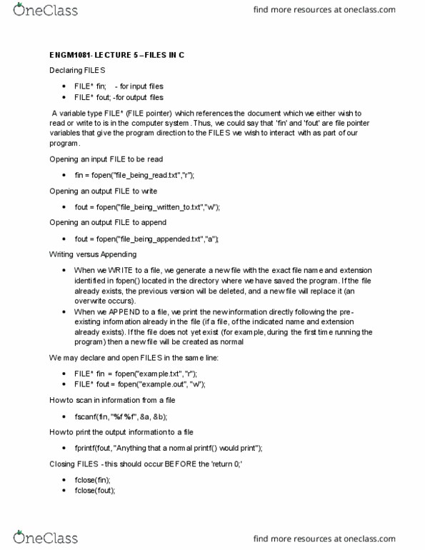 ENGM 1081 Lecture Notes - Lecture 5: Data File thumbnail