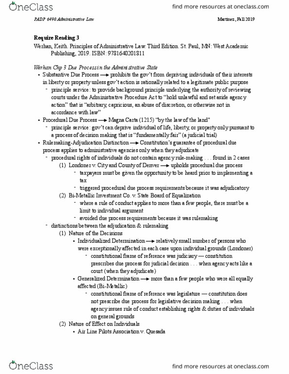 PADP 6490 Chapter Notes - Chapter 3: Rulemaking, International Standard Book Number, Exigent Circumstance thumbnail