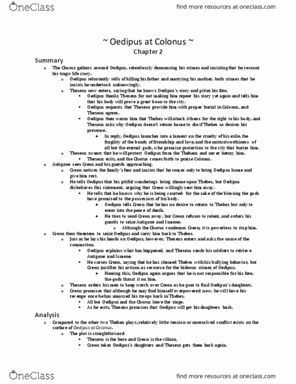 HIS 104 Chapter Notes - Chapter 2.2: Sophocles, Ismene thumbnail