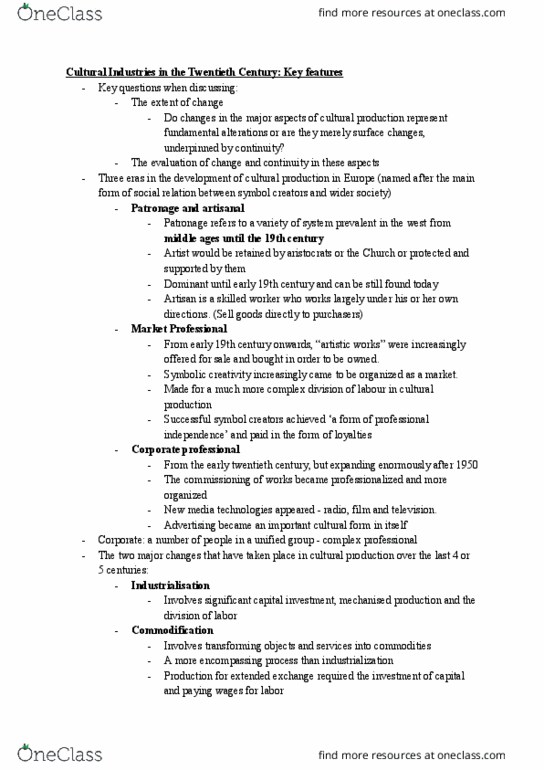 Media, Information and Technoculture 2153A/B Lecture Notes - Lecture 1: Complex Number, Independent Film, Skilled Worker thumbnail