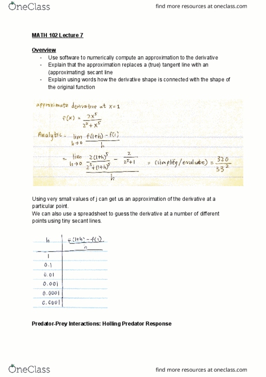 MATH 102 Lecture Notes - Lecture 7: Asymptote cover image