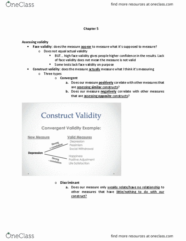 PSYC 31574 Lecture Notes - Lecture 5: Face Validity, Discriminant, Total Correlation thumbnail