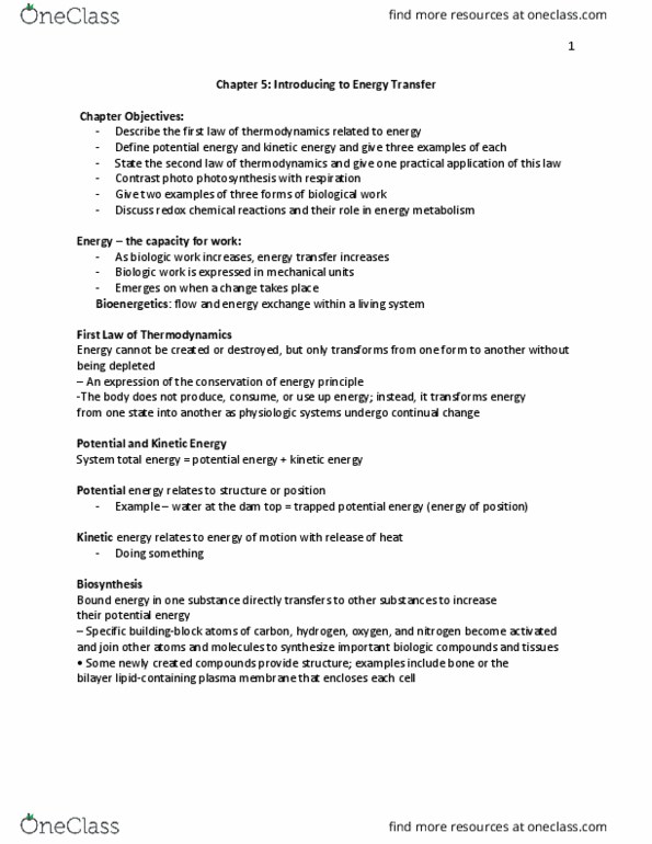 KIN 3470 Lecture Notes - Lecture 4: Kinetic Energy, Energy, Potential Energy thumbnail