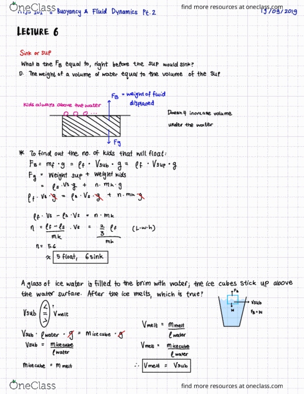 PHYS 101 Lecture Notes - Lecture 6: Buoyancy, Laminar Flow, Viscosity cover image