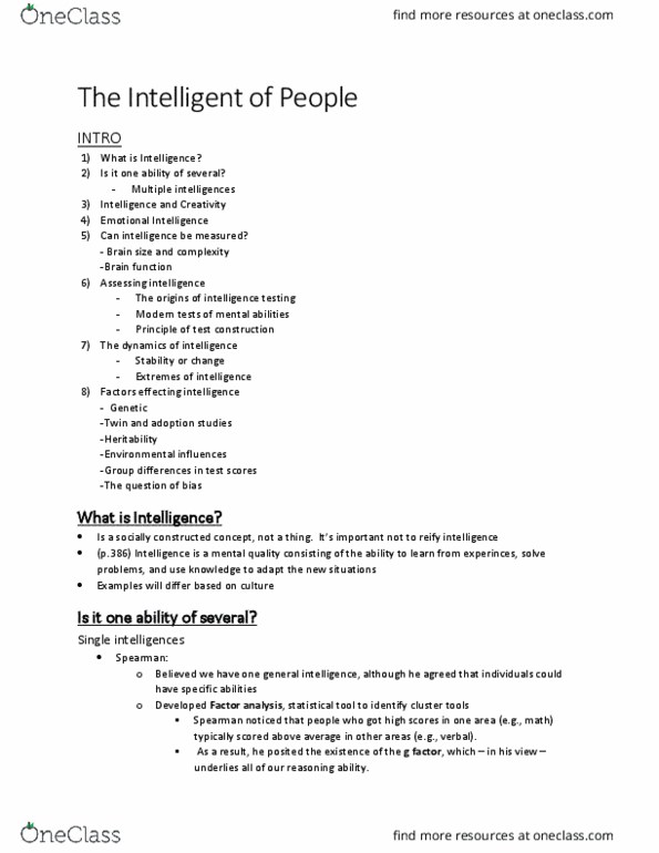 PSY 1102 Lecture Notes - Social Intelligence, Brain Size, Factor Analysis thumbnail