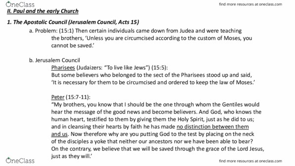 REL 1350 Lecture Notes - Lecture 6: Council Of Jerusalem, Pharisees, Roman Citizenship thumbnail