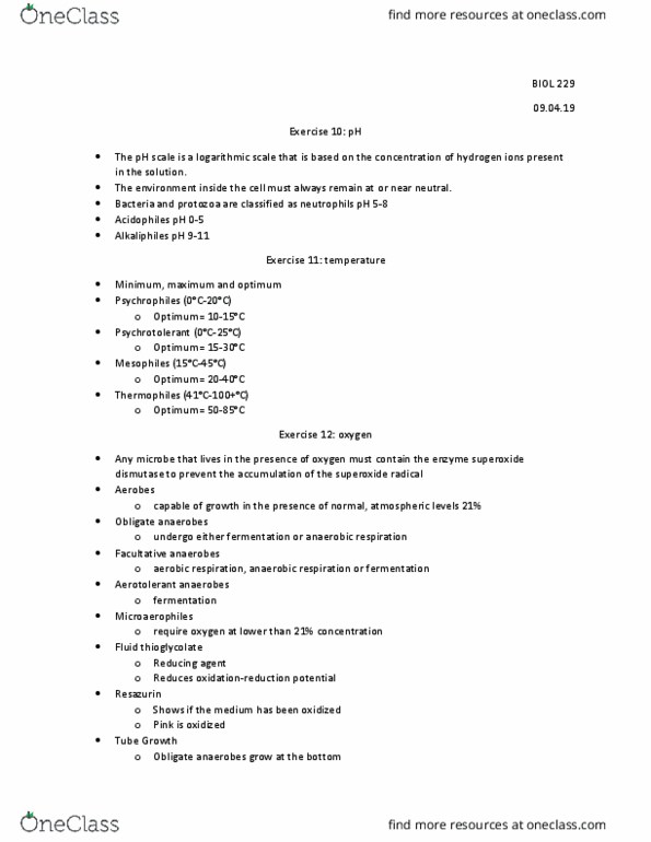BIOL 229 Lecture Notes - Lecture 5: Superoxide Dismutase, Facultative Anaerobic Organism, Anaerobic Respiration thumbnail
