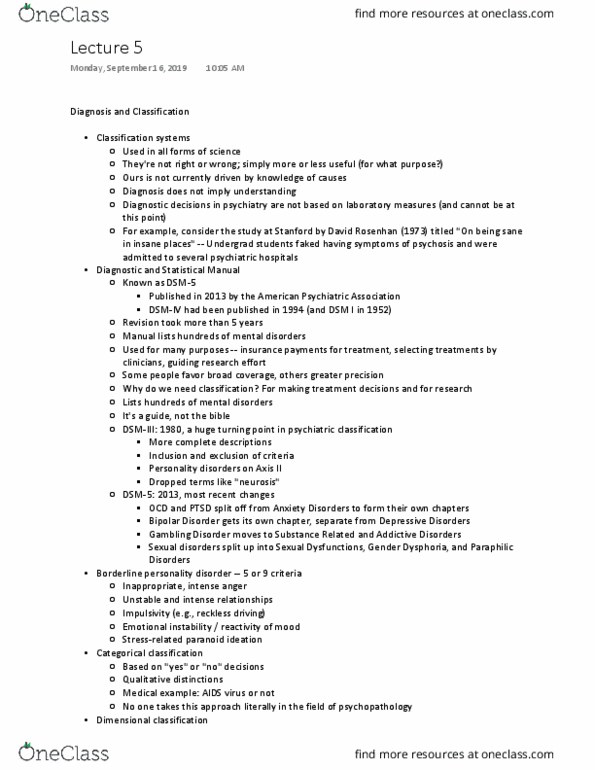 L33 Psych 354 Lecture 5: Diagnosis and Classification thumbnail