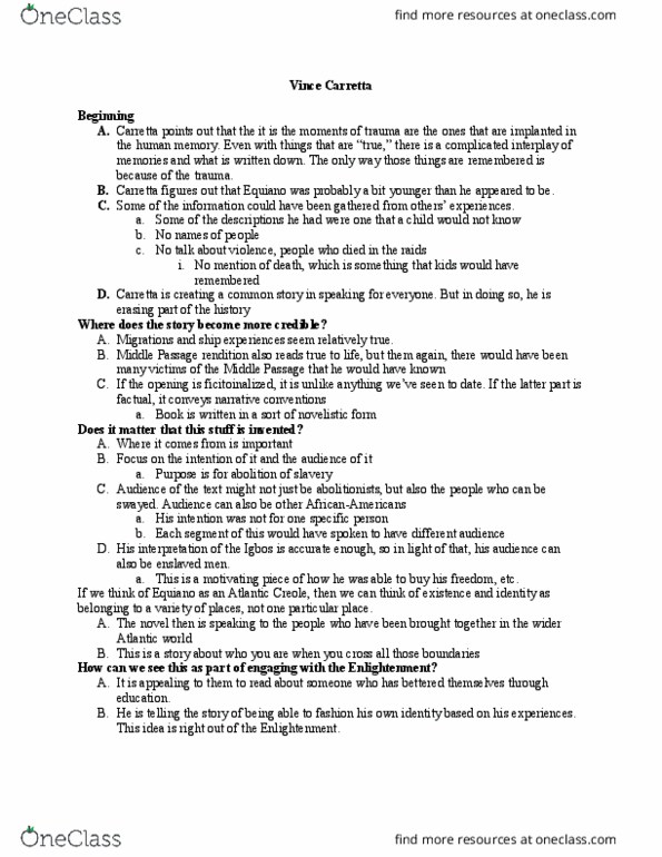 HIS 561 Lecture Notes - Lecture 7: Atlantic Creole, Religious Text, Grand Tour thumbnail