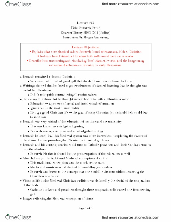 HISTORY 3H03 Lecture 3: Petrarch Part 3 thumbnail