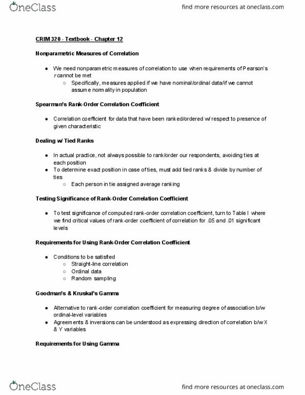 CRIM 320 Chapter Notes - Chapter 12: Level Of Measurement thumbnail