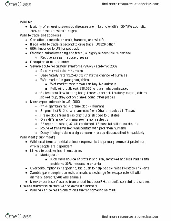 AGRI 224 Lecture Notes - Lecture 1: Case Fatality Rate, Wet Market, Zoonosis thumbnail