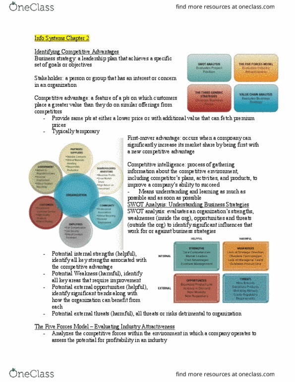 COMMERCE 2KA3 Chapter Notes - Chapter 2: Swot Analysis, Competitive Advantage, Competitive Intelligence thumbnail