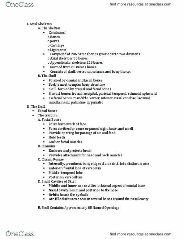 INTEGBI 131 Lecture Notes - Lecture 8: Anterior Cranial Fossa, Sphenoid Bone, Frontal Sinus thumbnail