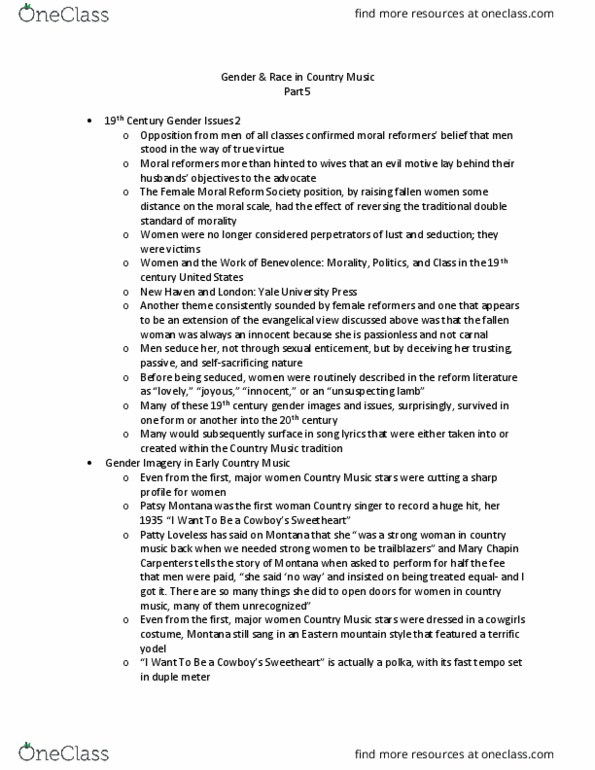 MUS 365 Lecture Notes - Lecture 5: Patsy Montana, Duple And Quadruple Metre, Yodeling thumbnail