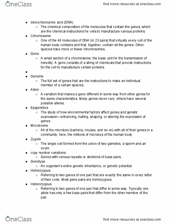 HDE 100A Chapter Notes - Chapter 3: Microbiota, Zygosity, Heredity thumbnail