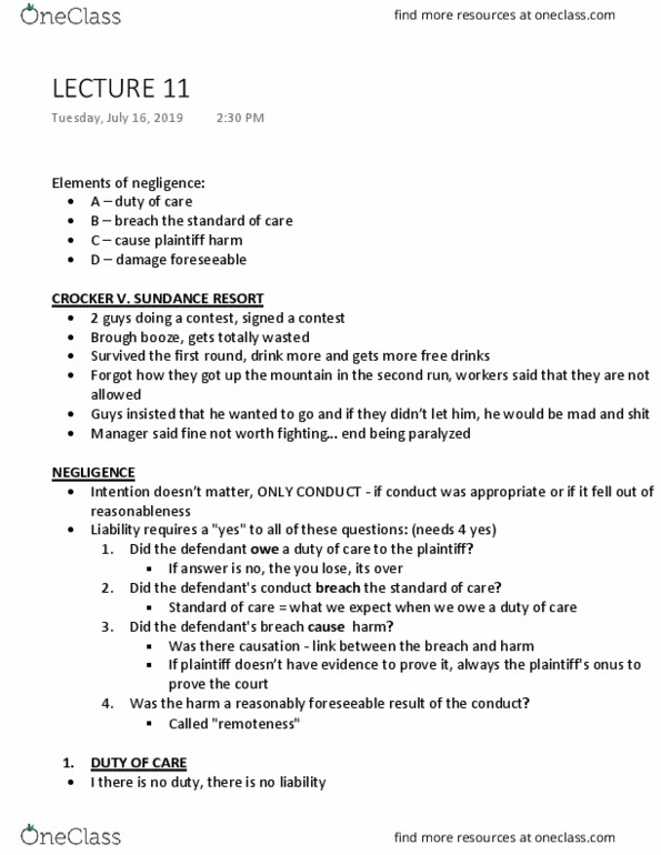 BUS 393 Lecture Notes - Lecture 11: Sundance Resort, Breach (Security Exploit), Fiduciary thumbnail