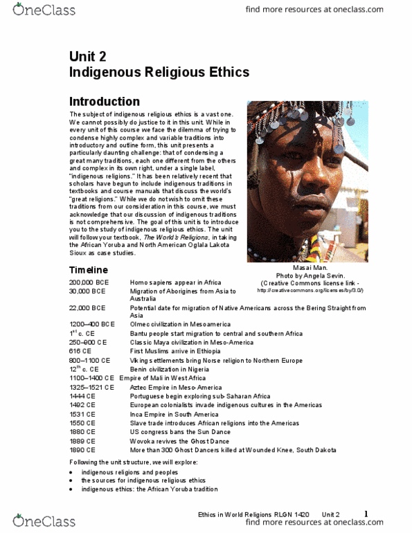 RLGN 1420 Lecture Notes - Lecture 2: Creative Commons License, Yoruba Religion, Sub-Saharan Africa thumbnail