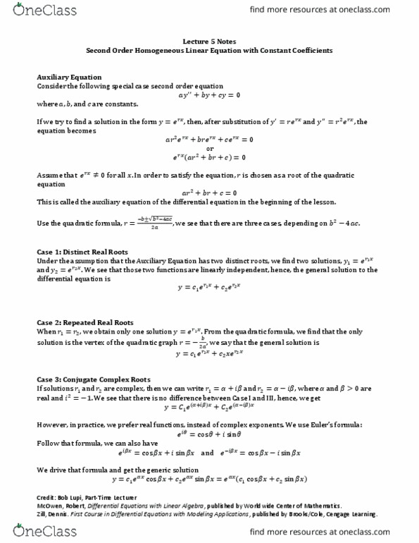 MATH 2341 Lecture Notes - Lecture 5: Linear Equation, Cengage Learning thumbnail