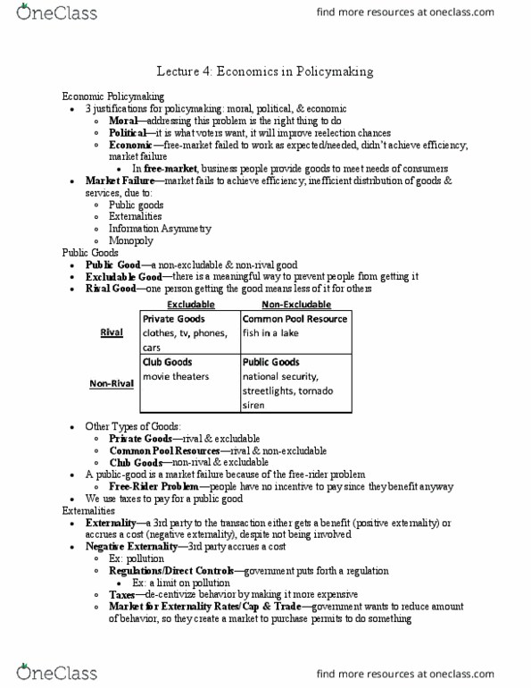 POL 321 Lecture Notes - Lecture 4: Market Failure, Transaction Cost, Externality thumbnail