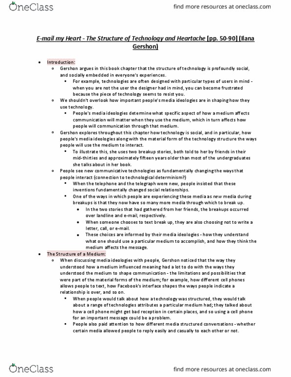 MDSB09H3 Chapter Notes - Chapter PDF: Gershon, Technological Determinism, Social Dilemma thumbnail