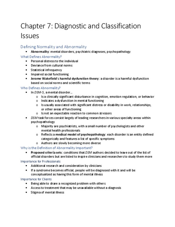 PSYC 3339 Chapter 7: Diagnostic and Classification Issues thumbnail