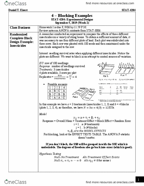 STAT 4204 Lecture Notes - Lecture 4: Analysis Of Variance, Execution Unit, Test Statistic thumbnail