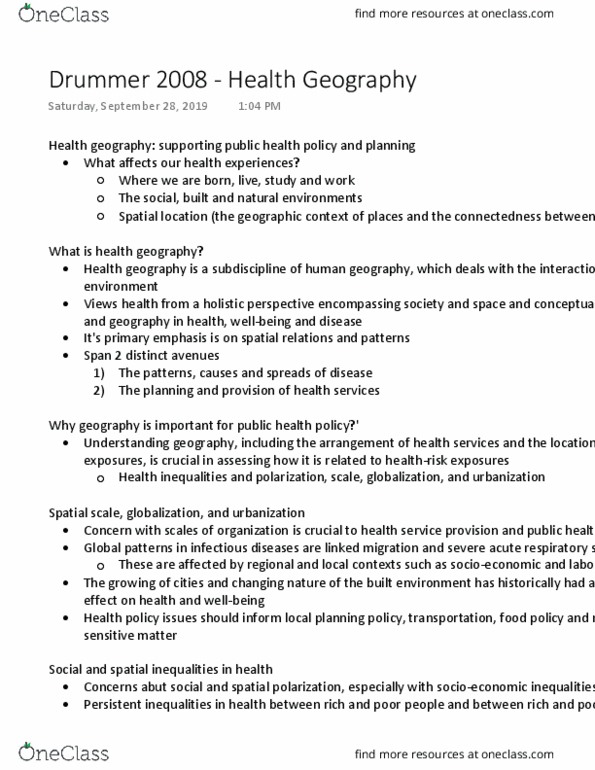 HLTA02H3 Chapter Notes - Chapter 5: Health Geography, Spatial Scale, Planning Permission thumbnail